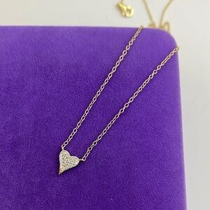 💛 Classic 925 Gold Plated CZ Heart Necklace